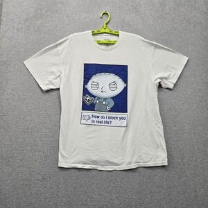 Family Guy Men Shirt XL White Graphic Stewie Griffin Block You In Real Life